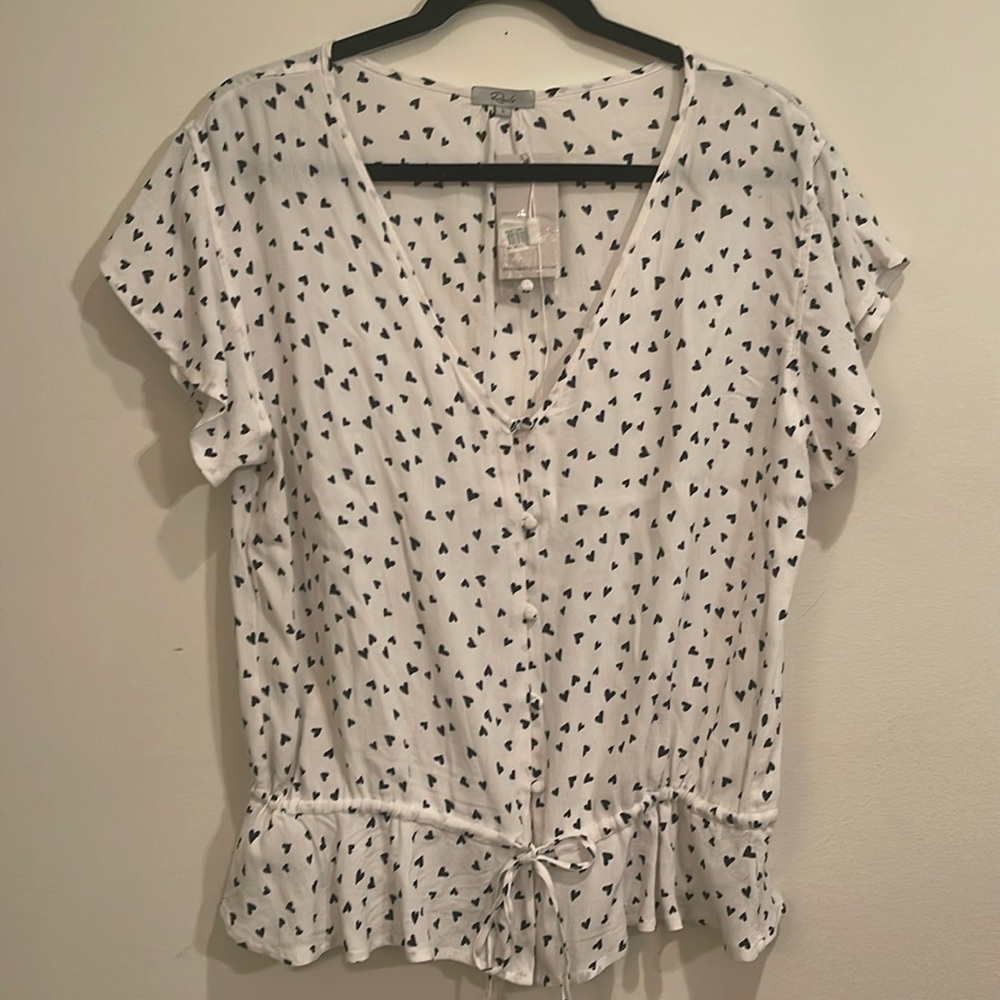 Rails Black & White Heart Print Top